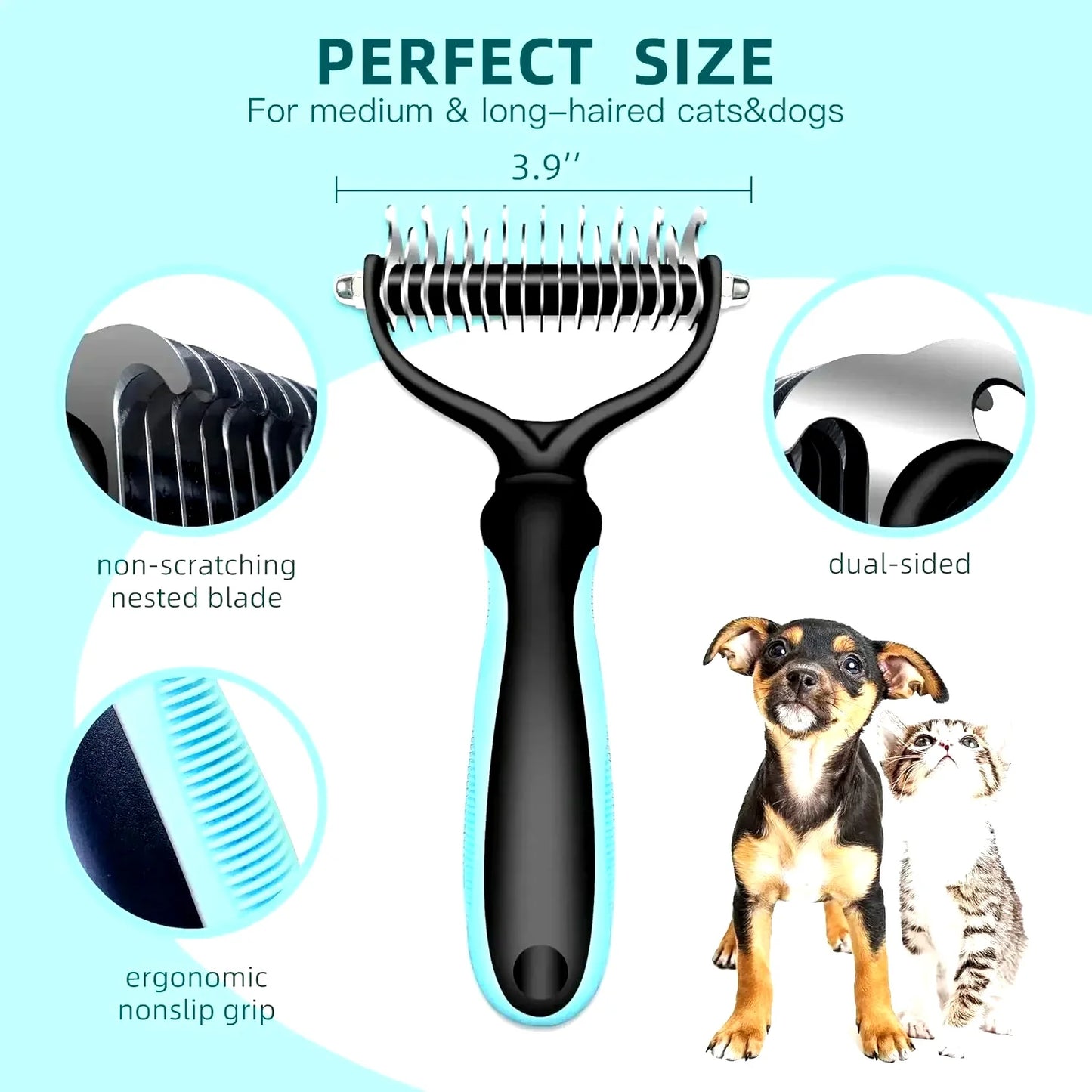 Pet Cat Hair Removal Comb For Dogs Grooming Dematting Deshedding Tool