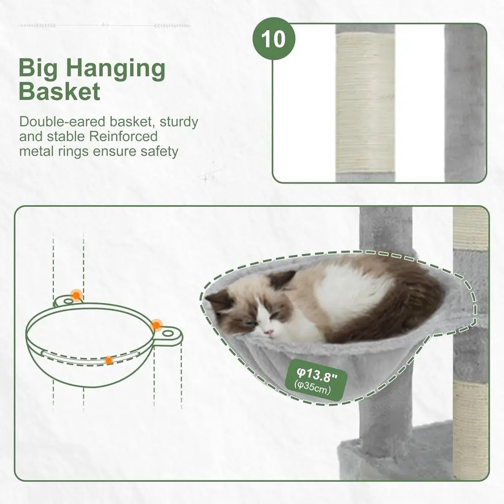 Gitelsnour Cat Tree or Large Adult, 71.7'' Tall Cat Tower or Indoor Cats, Sturdy Heavy Duty Cat Tree Tower or 20 lbs+Cats, 3 Big