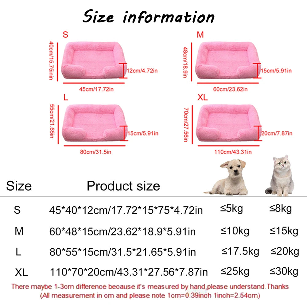 Half Surround Full Filling Medium Dog Bed Winter Warm Large Dog Sofa Soft Square Cat Bed Kennel Plush Puppy House Accessories