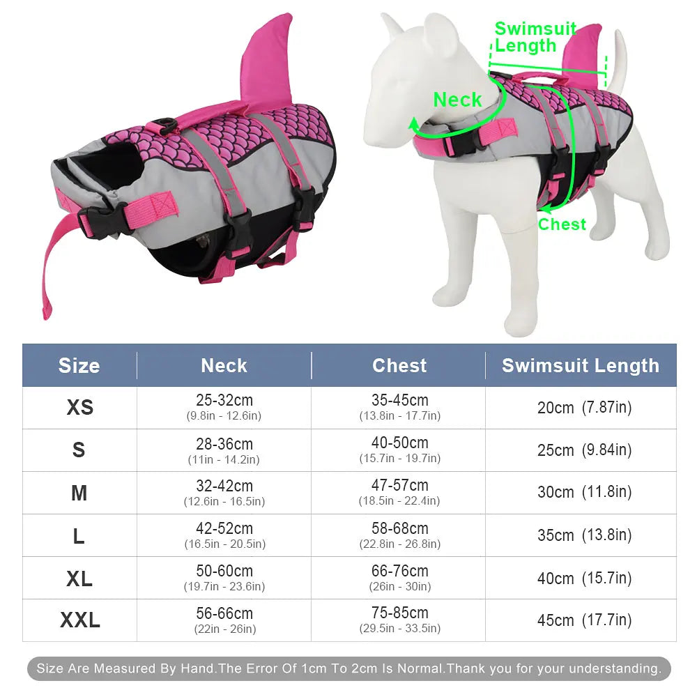Dog Shark Style Life Jacket Vest Harness For Summer Swimming