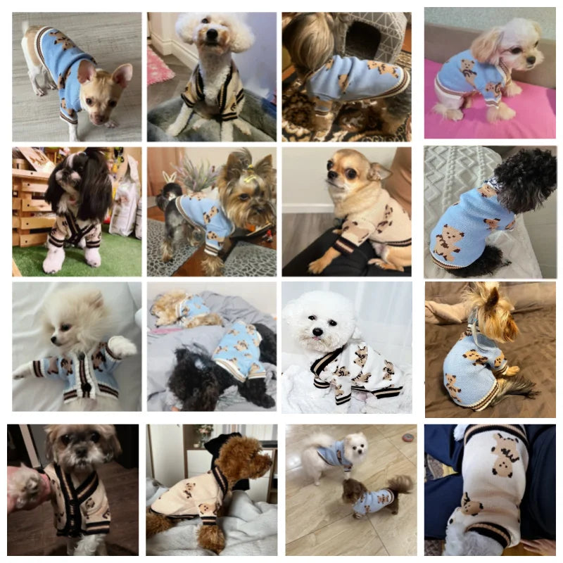 Doggyzstyle Striped Cotton Cardigan Sweater For Dogs