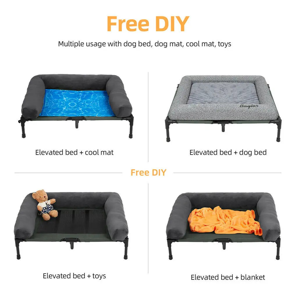 BINGOPAW Elevated Dog And Cat Bed Lounger With Detachable Bolster