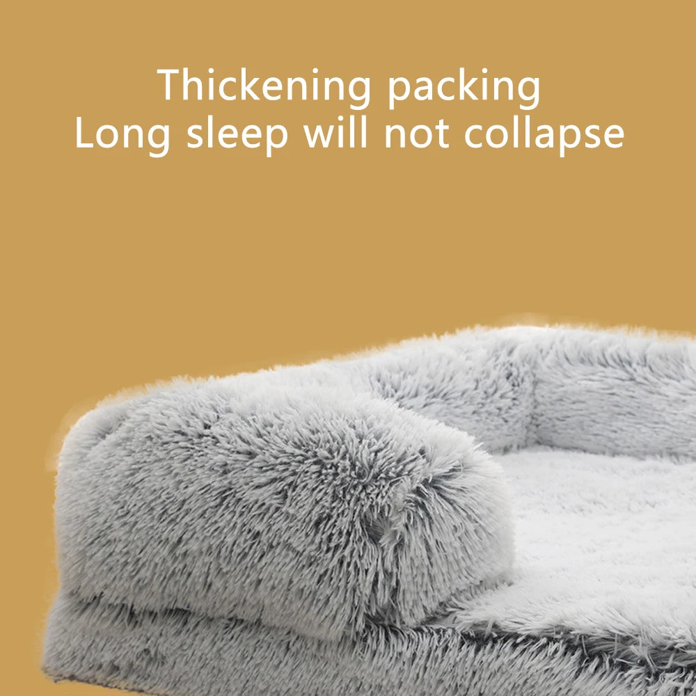 Half Surround Full Filling Medium Dog Bed Winter Warm Large Dog Sofa Soft Square Cat Bed Kennel Plush Puppy House Accessories
