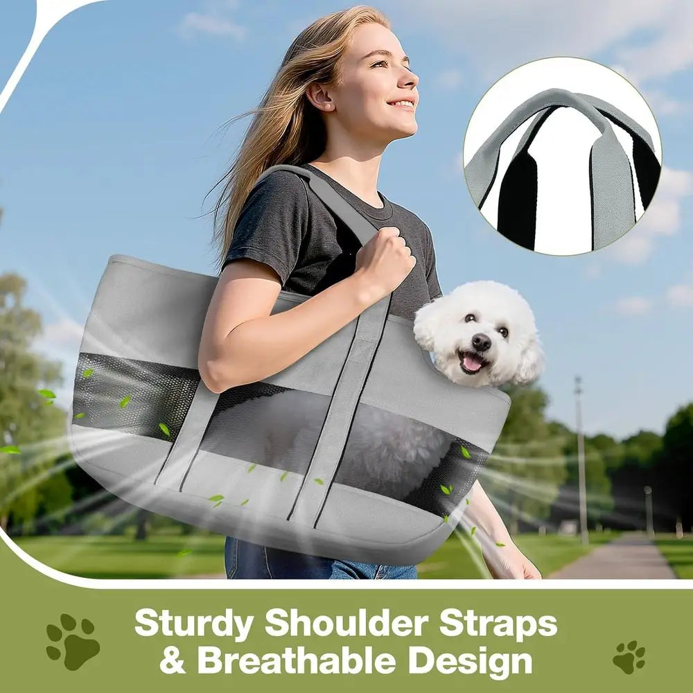 Dog Purse Carrier for Small Dogs, Cats - Dog Carrier Purse with Secure Harness Clip, Dog Tote Bag Carrier, Large Space, Breathab