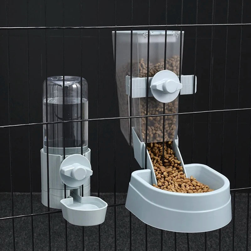 Automatic Pet Feeder Cage Hanging Bowl Water Bottle Dispenser For Pets