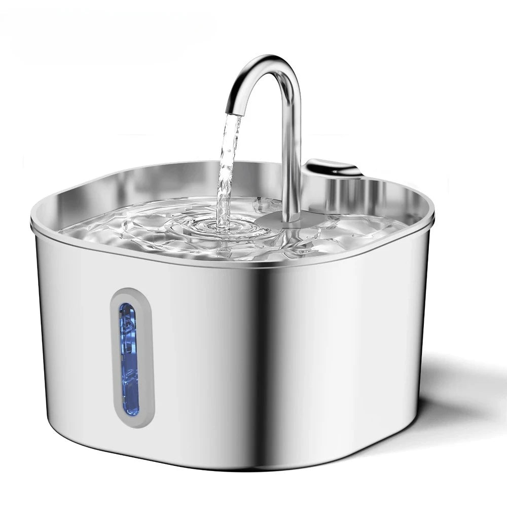 Square Stainless Steel Automatic Cat Water Fountain With Window