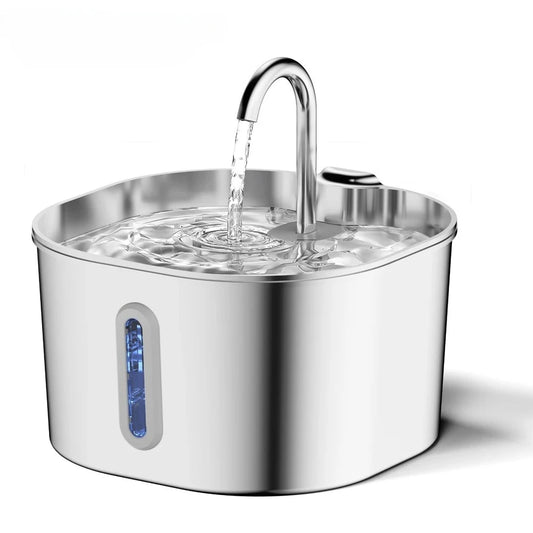 Square Stainless Steel Automatic Cat Water Fountain With Window