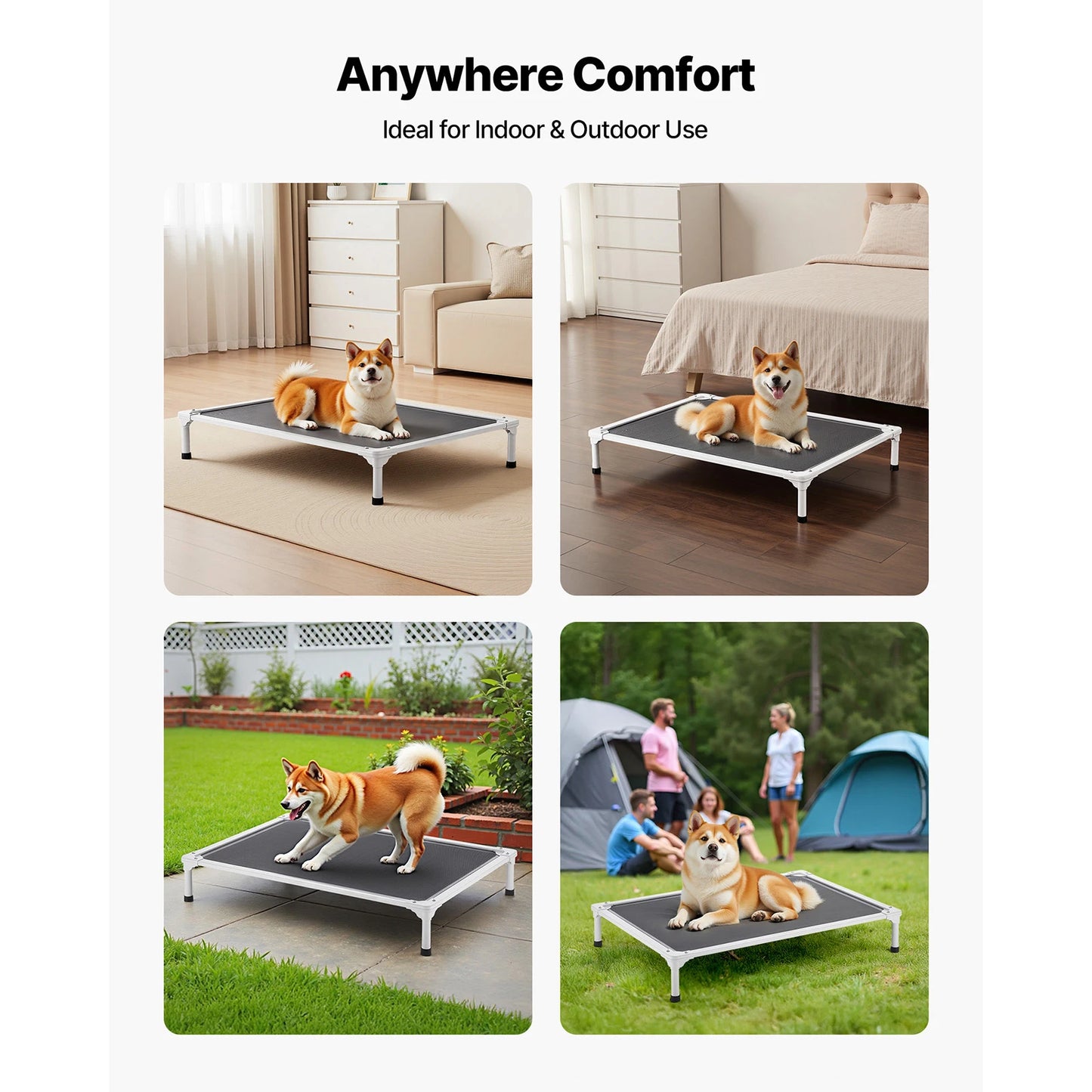 SucceBuy Elevated Dog Bed For Large Dogs With Textilene Mesh