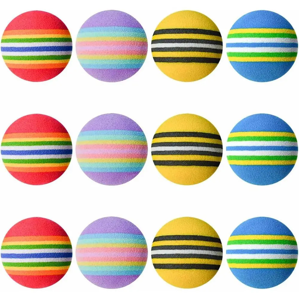 12 Pack Cat Soccer Balls - Soft, Quiet, Interactive Toys for Kitten, Dog, Puppy - Indoor Activity Play, Chase, Training, Chewing