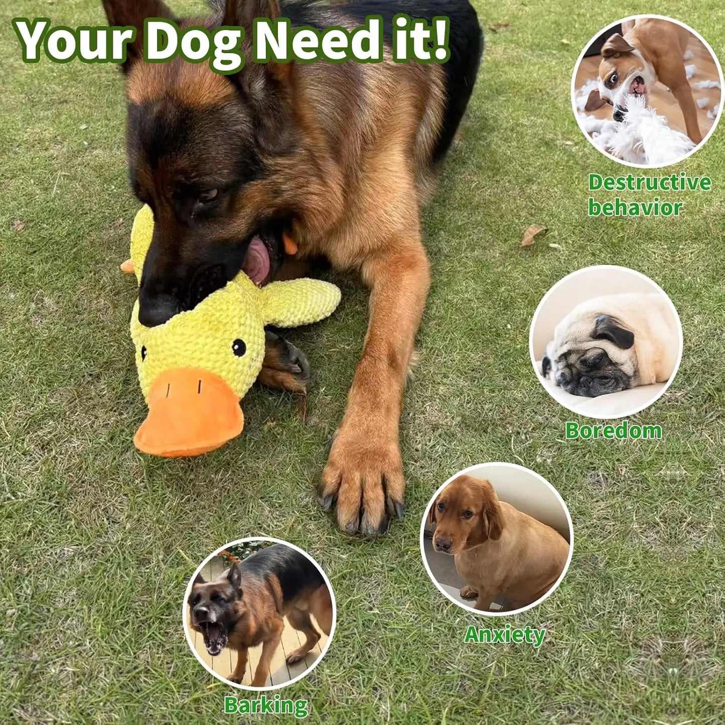 Xmsj Duck Dog Toy Plush Chewing Durable With Sound