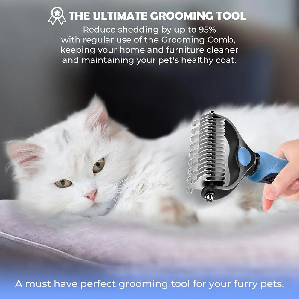 Dog Grooming Rake and Metal Comb Deshedding Brush for Pets