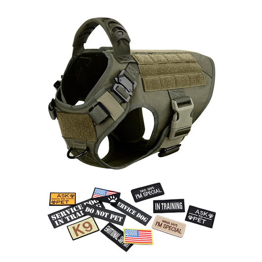 Military Large Dog Harness Collar Leash Bags Patches Set Pet Malinois Training Vests Dogs Harnesses Accessories