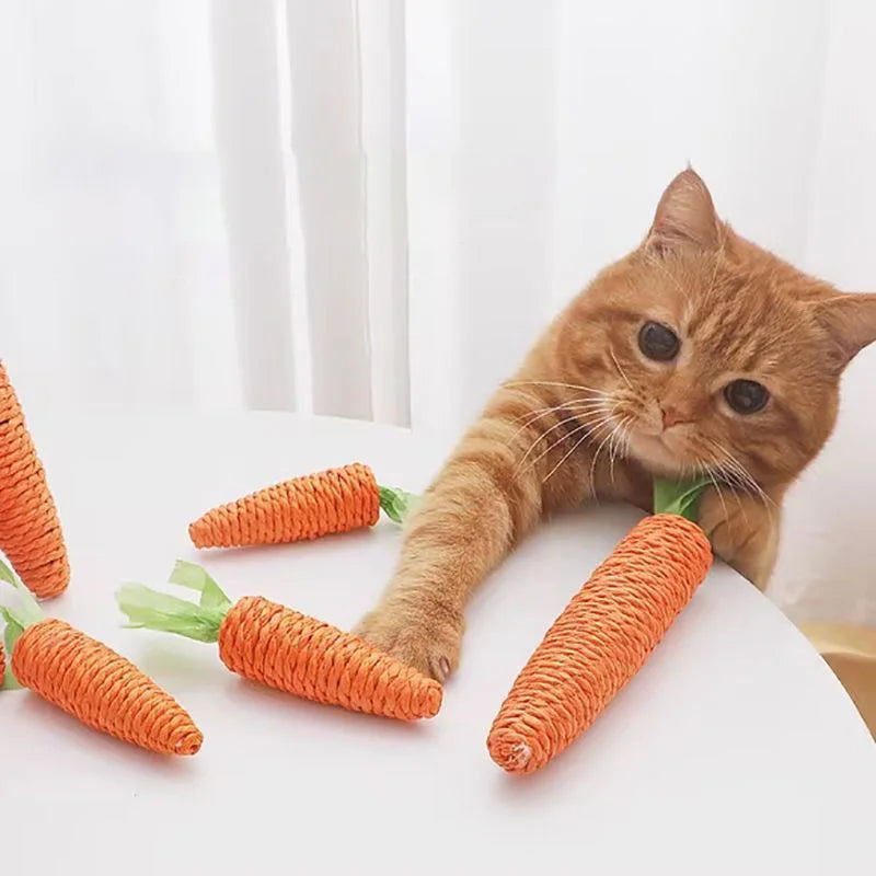 Sound Carrot Cat Toy Squeak Teething Stick Anti Bite Scratch