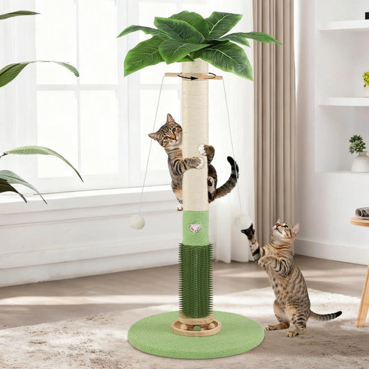 Cat Scratching Post,37.5'' Tall Sisal Cat Tree Scratching Post for Indoor Cat,Cat Scratcher with Cute
