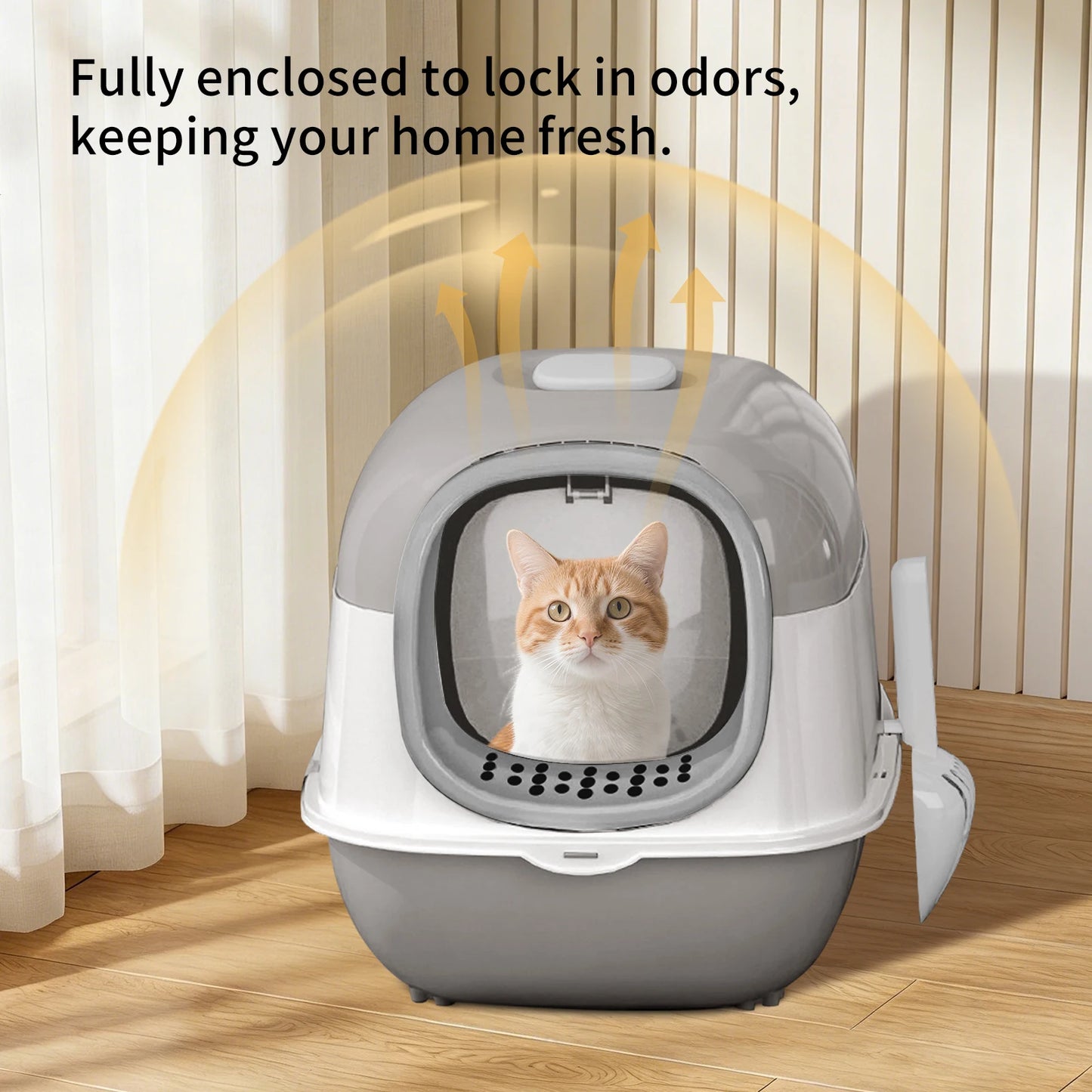 Switchable Open Semi-Enclosed Cat Litter Box for Multi-Cat Homes