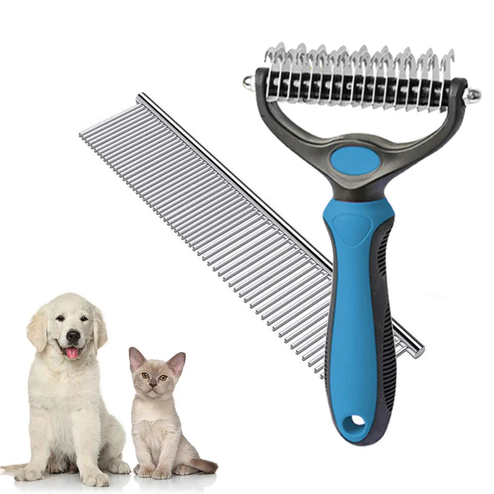 Dog Grooming Rake and Metal Comb Deshedding Brush for Pets