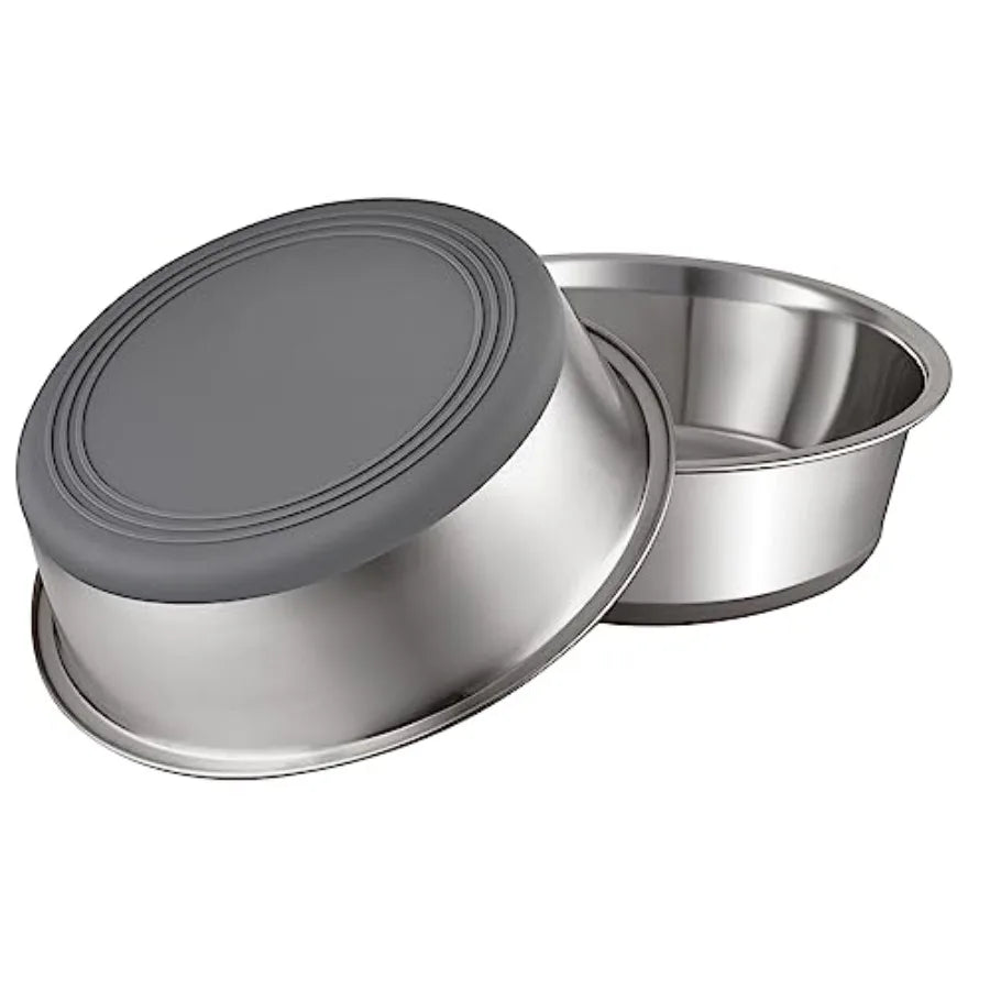 Stainless Steel Dog Cat Bowls Nonslip Silicone Bottoms Dishwasher Safe