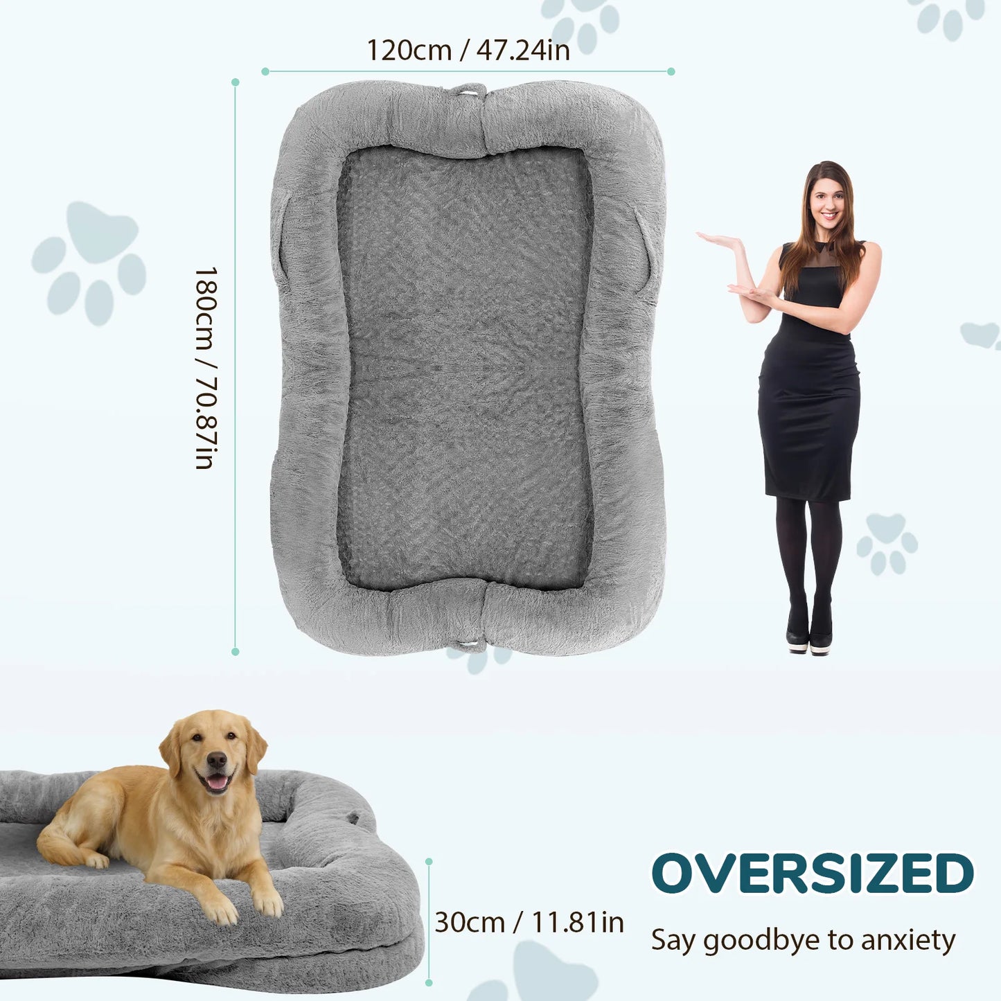 Washable Faux Fur Human Dog Bed Orthopedic Napping Mat