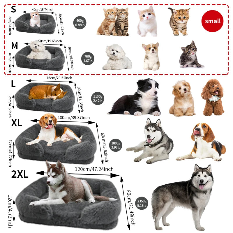 Orthopedic Thickened Dog Bed For Large Dogs With Plush Cover