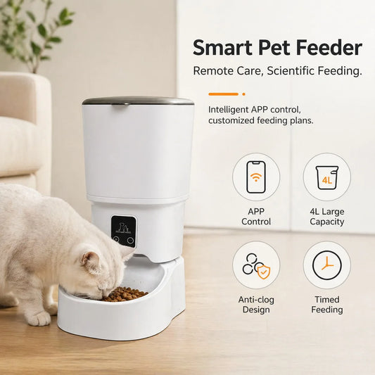 Smart Automatic Cat Feeder App Control Timed Feeding Anti Clogging