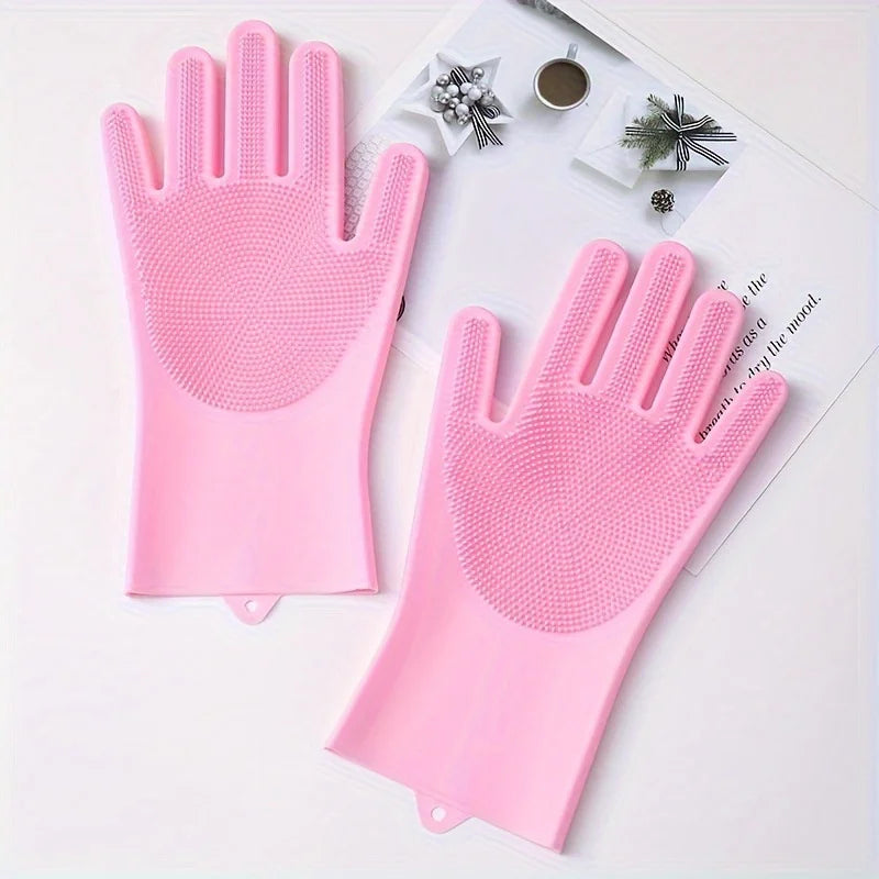 Silicone Pet Bath Gloves for Dogs Scrubbing and Drying
