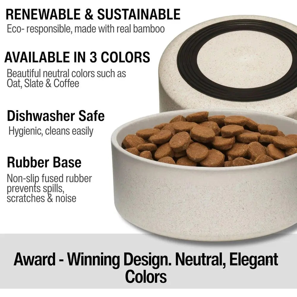 Eco Friendly Bamboo Steel Pet Bowls For Dogs Cats Dishwashable