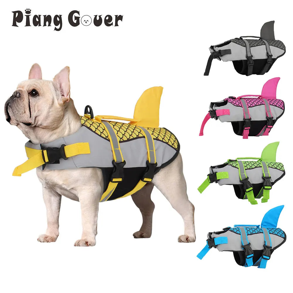 Dog Shark Style Life Jacket Vest Harness For Summer Swimming