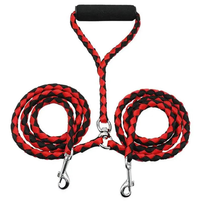 Double Pet Leash For Two Dogs Durable Anti Tangle Walking