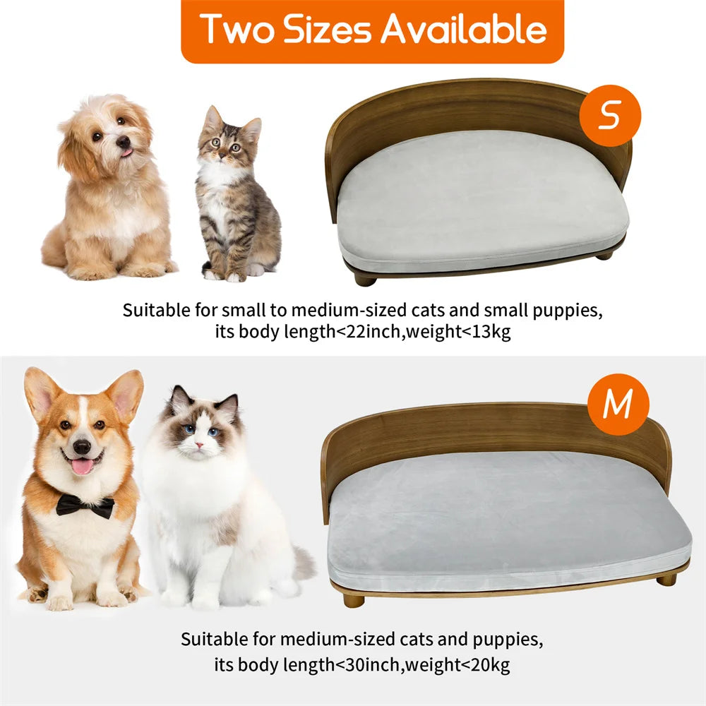 Borwart Elevated Wood Pet Sofa Bed for Dogs Cushion