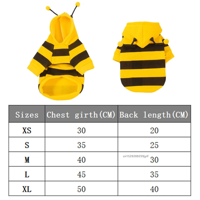 Bee Pet Puppy Coat Winter Warm Dog Hoodie Cosplay Costume