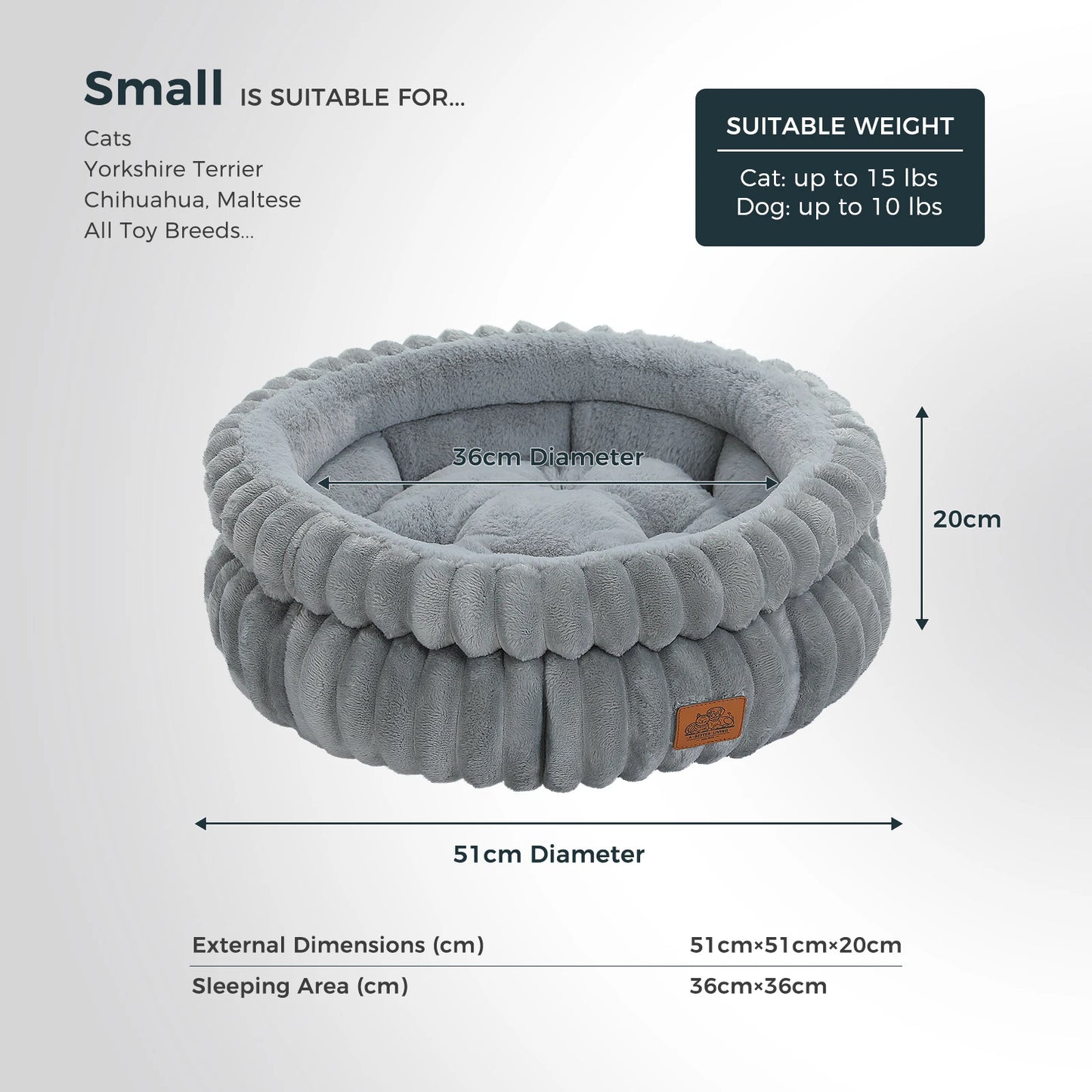 PAWZ Road Round Dog Bed Washable With Anti Slip Bottom