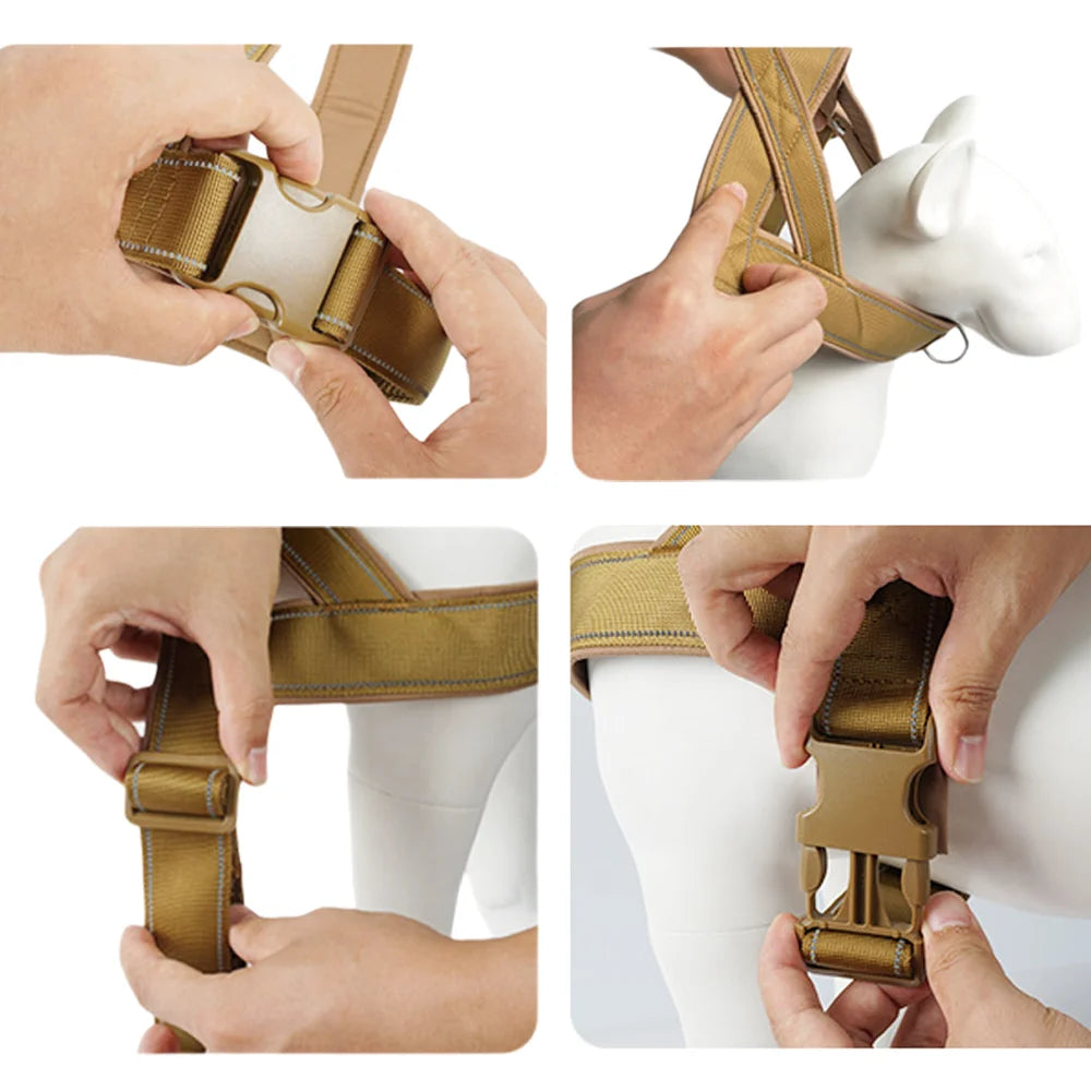 Anti-Pull Dog Harness - 1000D Nylon Adjustable for Large Dogs, Outdoor Training Vest with Handle & Reflective