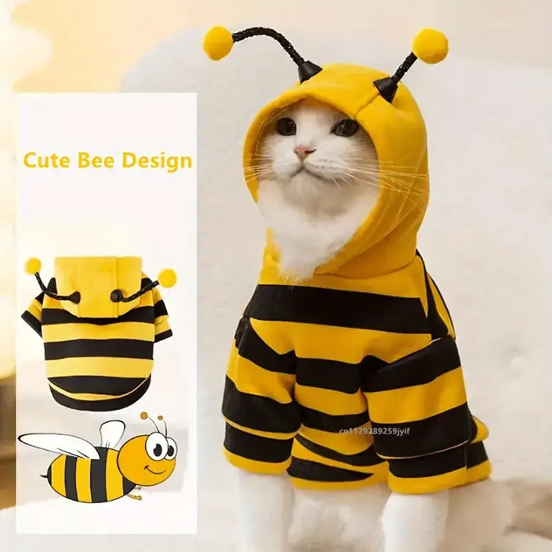 Bee Pet Puppy Coat Winter Warm Dog Hoodie Cosplay Costume
