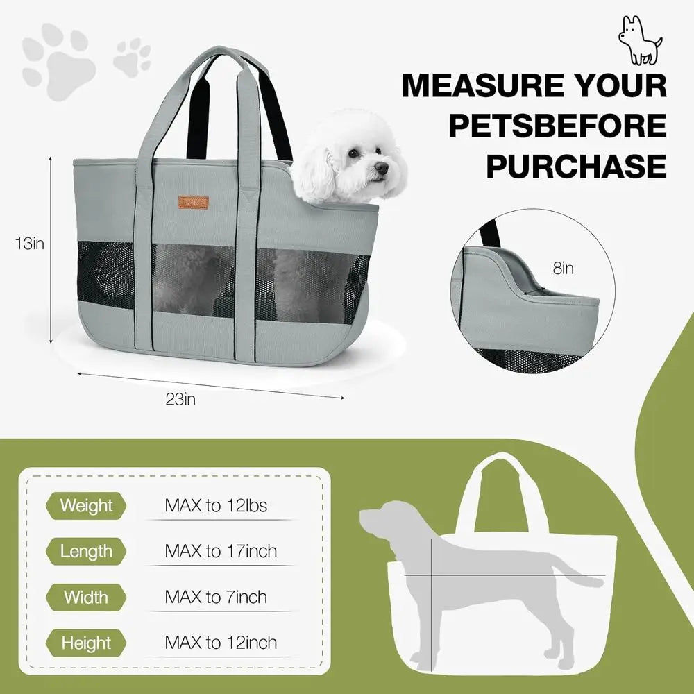 Dog Purse Carrier for Small Dogs, Cats - Dog Carrier Purse with Secure Harness Clip, Dog Tote Bag Carrier, Large Space, Breathab