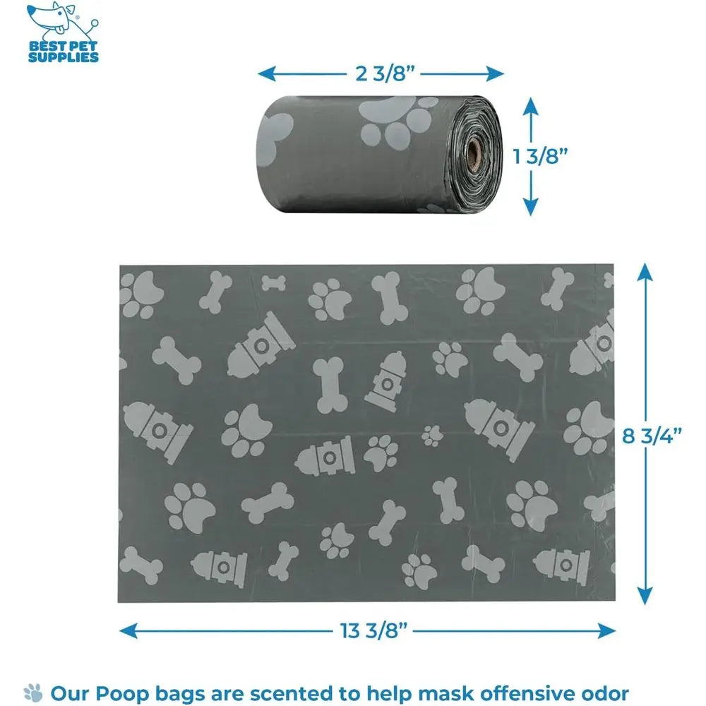 Dog Poop Bag Holder Leash Attachment With 30 Bags Dispenser