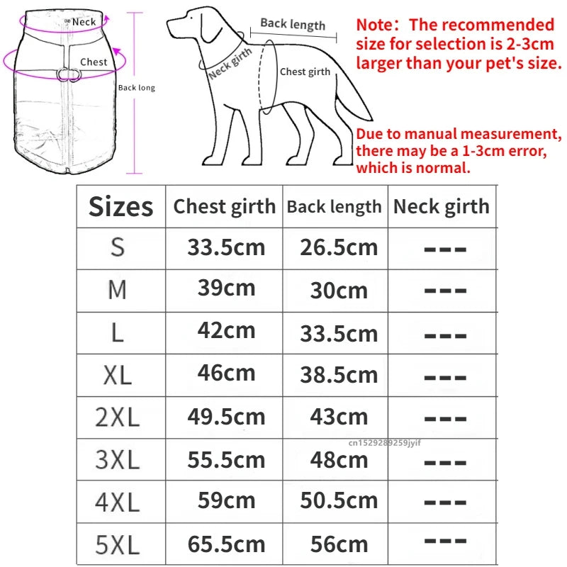 NONECN Waterproof Warm Dog Coat Padded Zipper Jacket