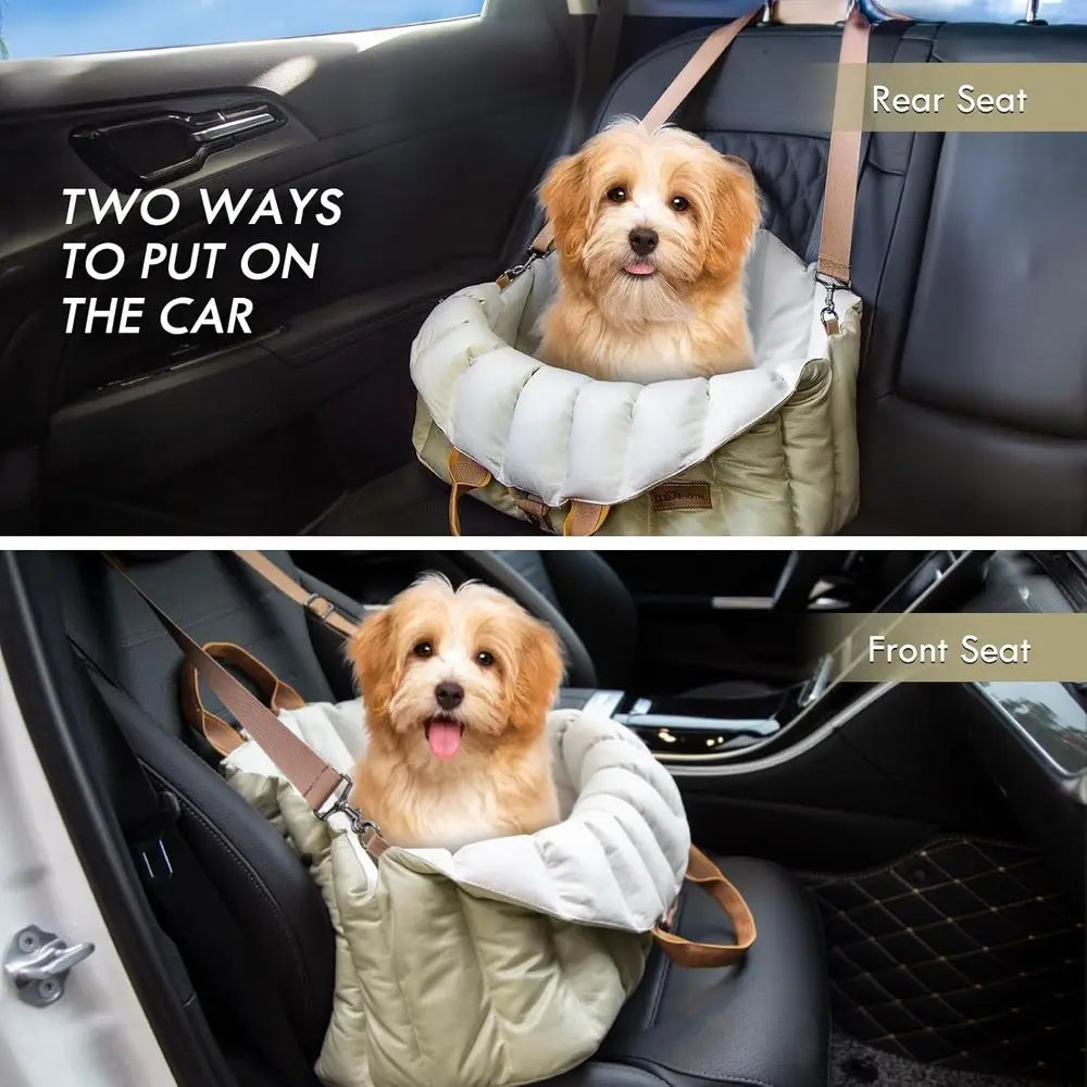 Home Small Dog Car Seat & Travel Carrier & Pet Bed, Non-Slip Booster Seat for Dogs up to 10lbs, Fashionable Pet Carrier Bag for
