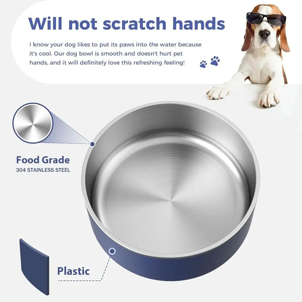 Stainless Steel Dog Bowl Non Slip Quiet Bottom Dishwasher Safe