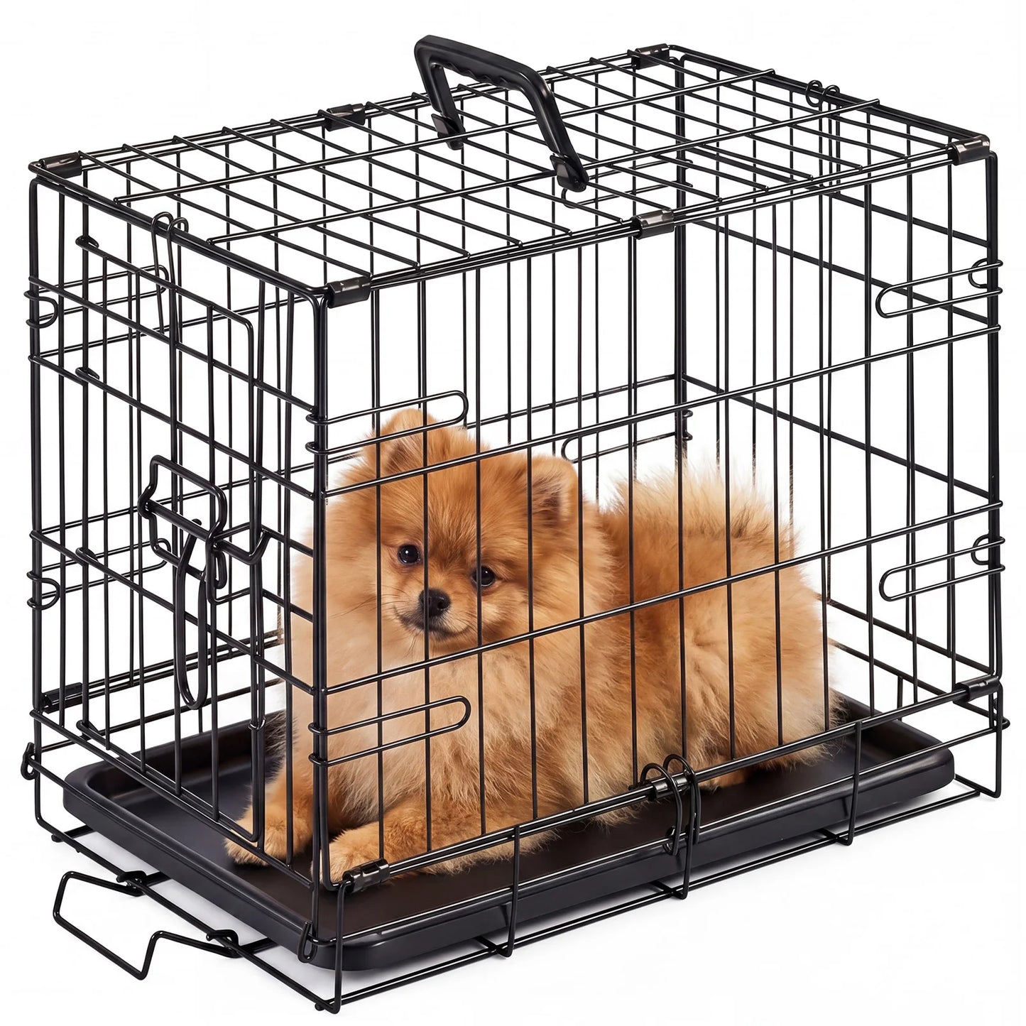 JHK Single Door Dog Crate Metal Kennel With Foldable Tray