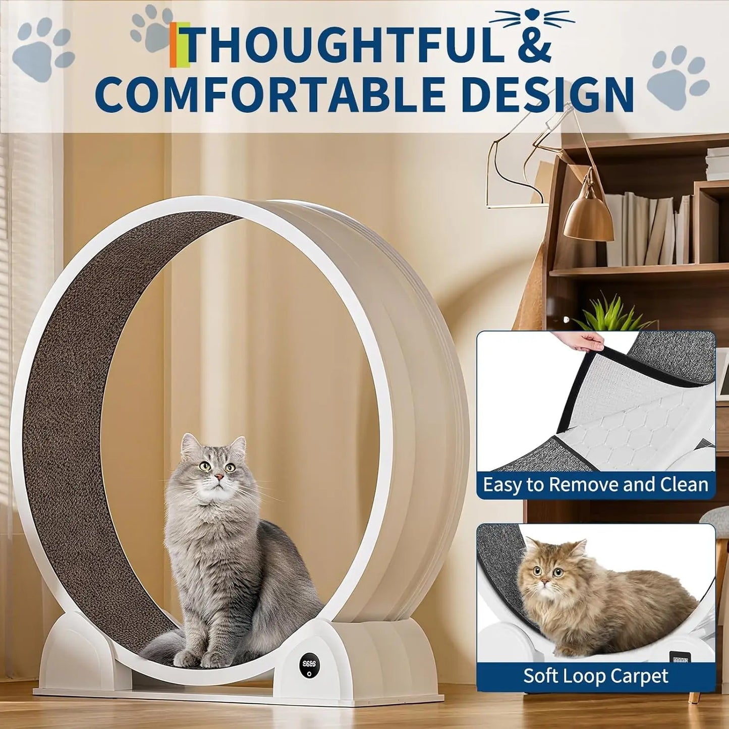 HiMISSCN Cat Exercise Wheel Indoor Quiet Treadmill With Pedometer