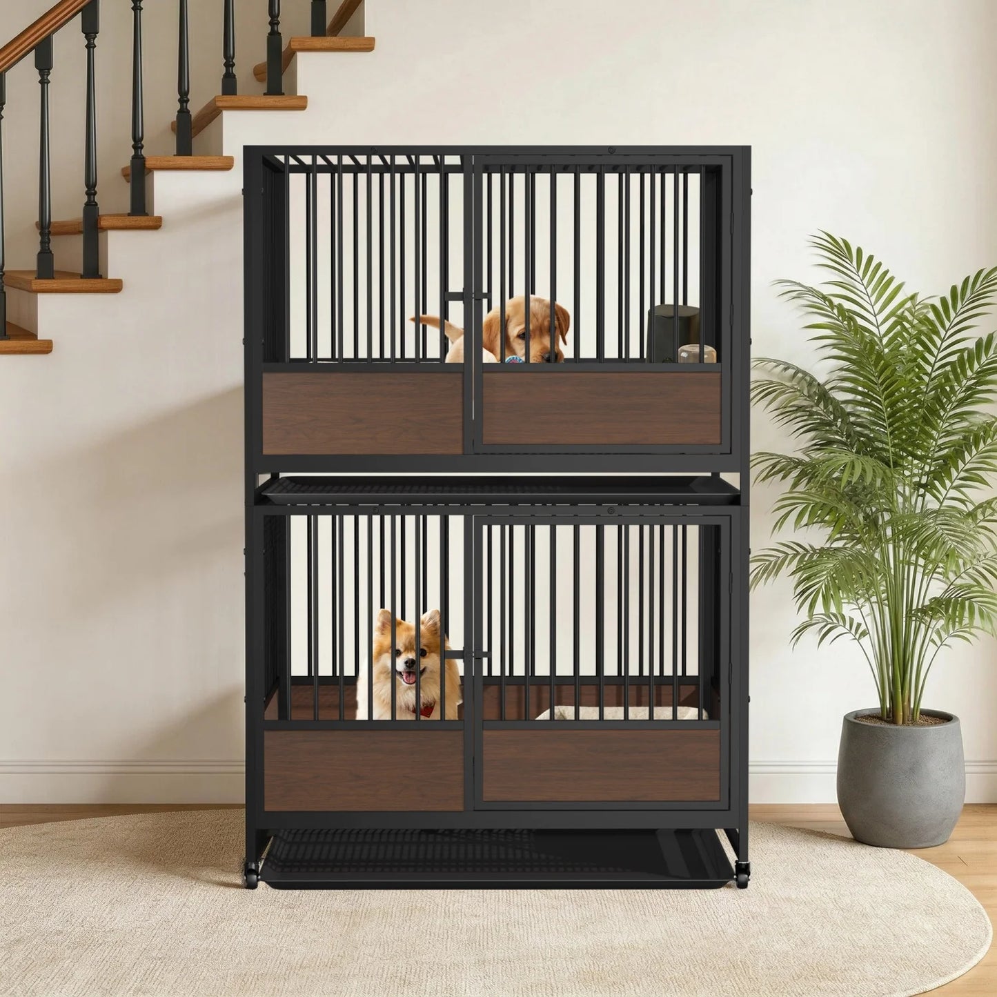 Metal Cat Cage Kennel With Removable Tray For Home Use