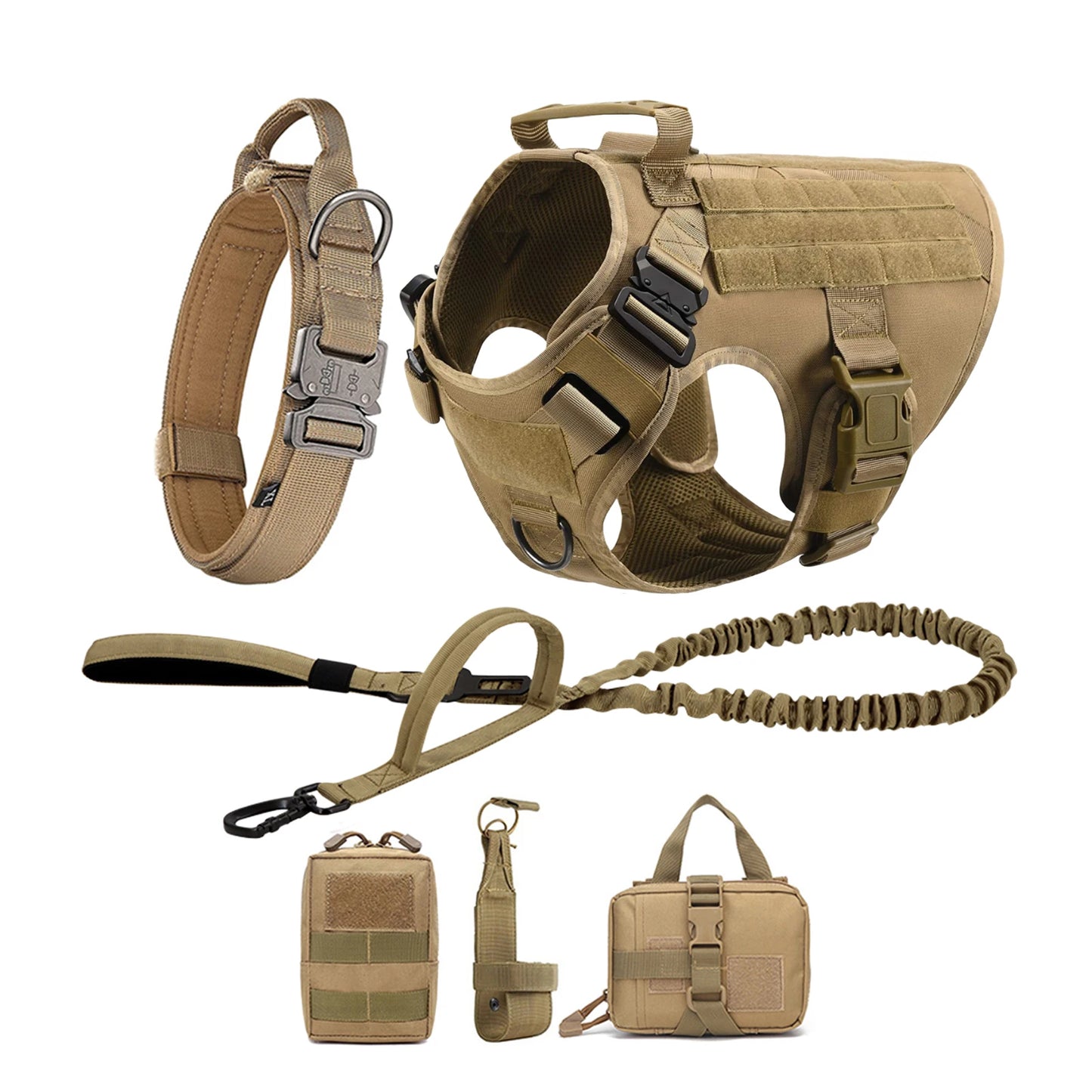 Military Dog Harness Collar Leash Molle Pouches For Medium Large Dogs Pet German Shepherd Training Walking Vest Dog Harnesses
