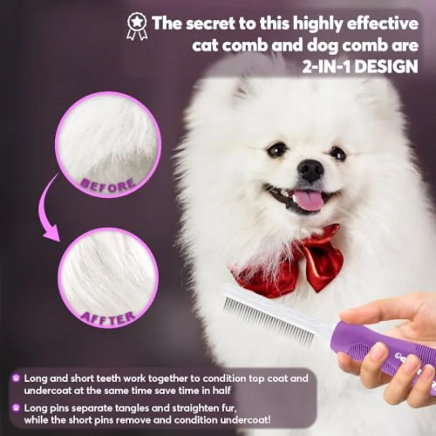 Stainless Steel Grooming Comb For Dogs Cats Detangling Matted Hair