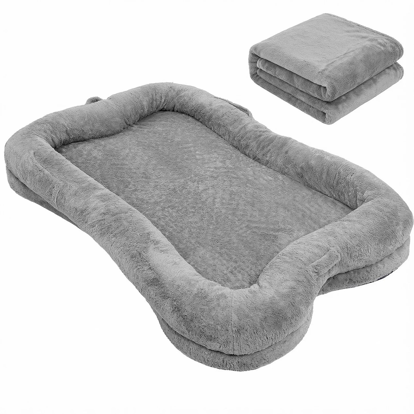 Washable Faux Fur Human Dog Bed Orthopedic Napping Mat