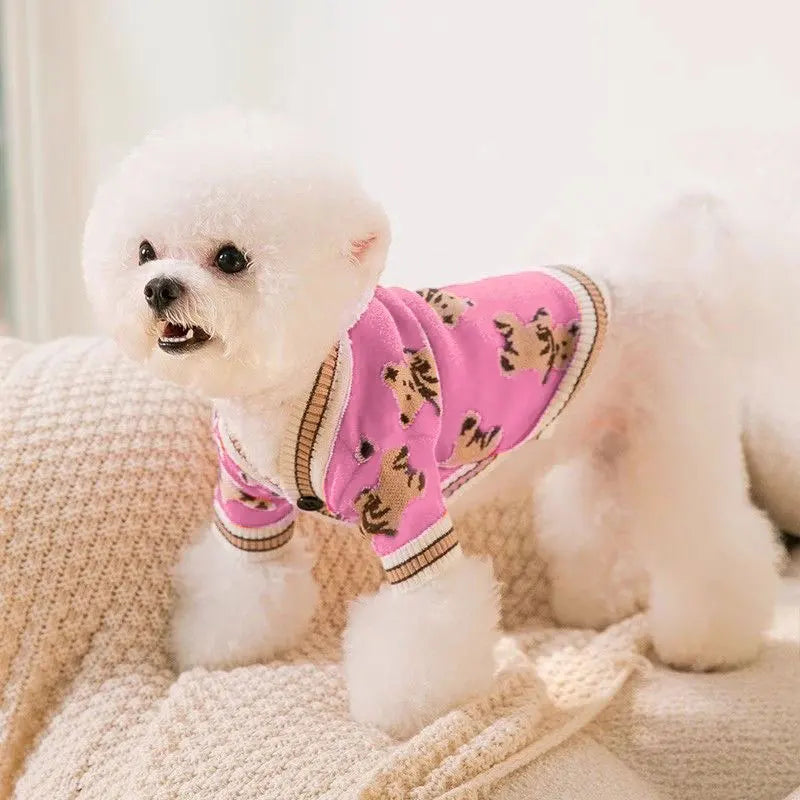 Doggyzstyle Striped Cotton Cardigan Sweater For Dogs