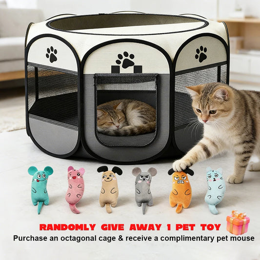 Foldable Octagonal Pet Playpen Travel Tent For Dogs And Cats