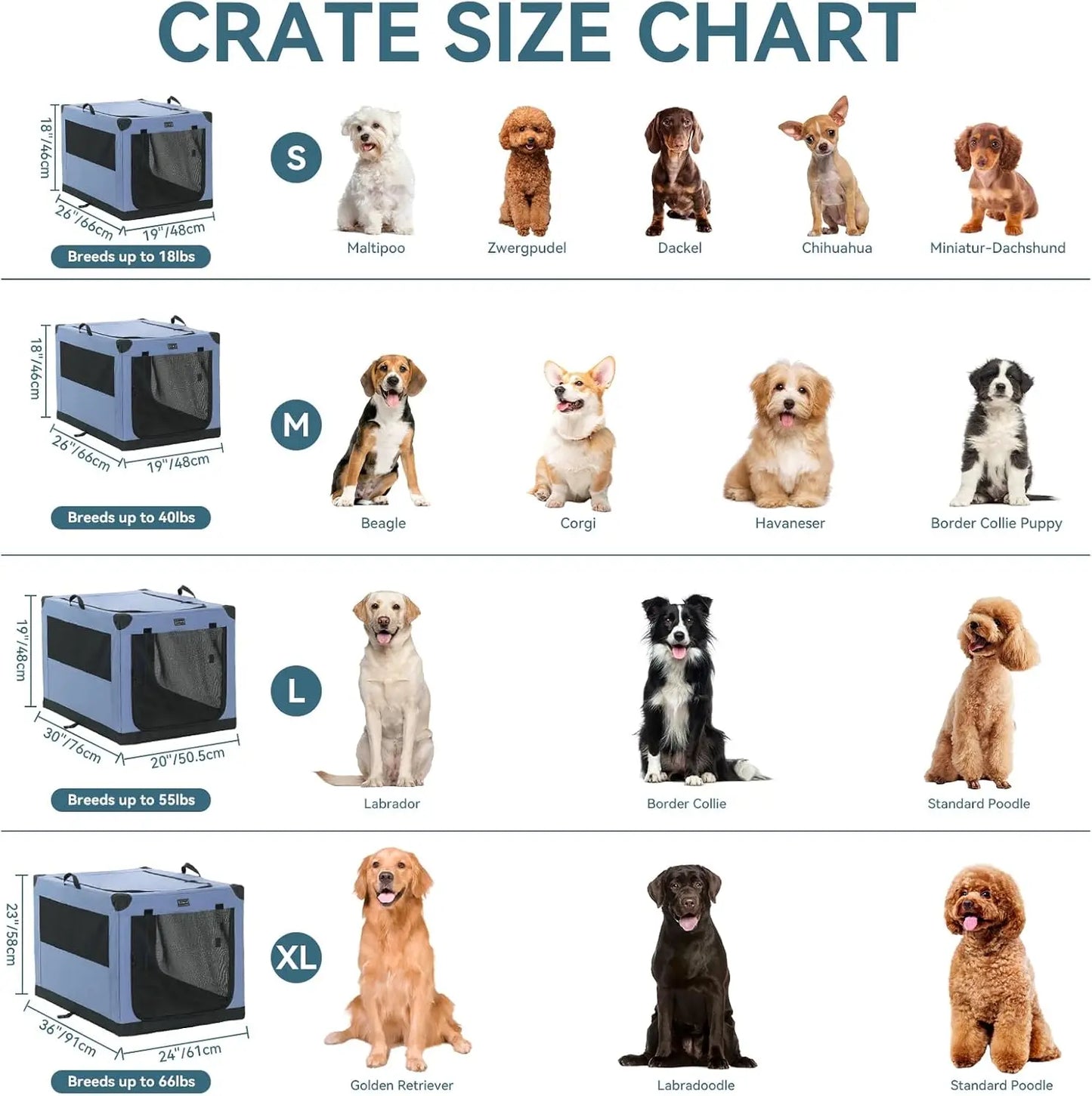 Adjustable Portable Dog Crate Chewproof Mesh Doors Collapsible Waterproof Base