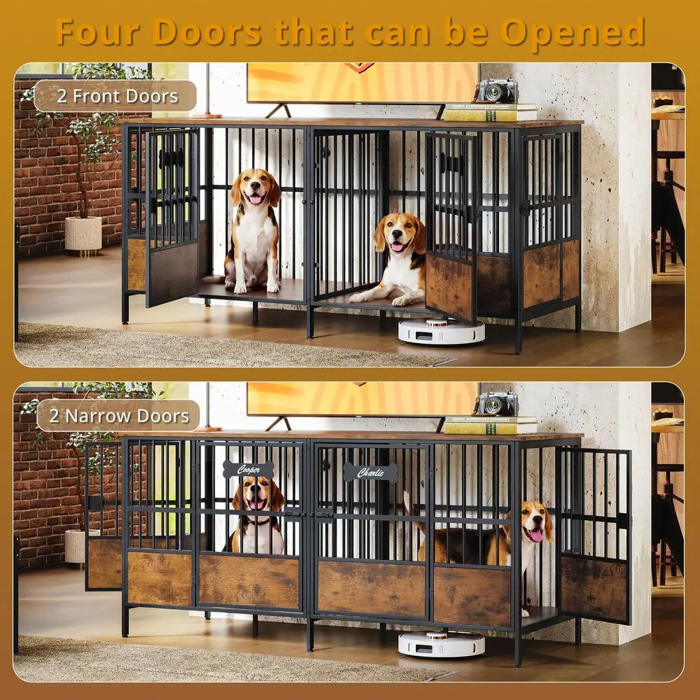 Dog Crate Furniture For One Or Two Dogs Heavy Duty Adjustable Divider TV Stand