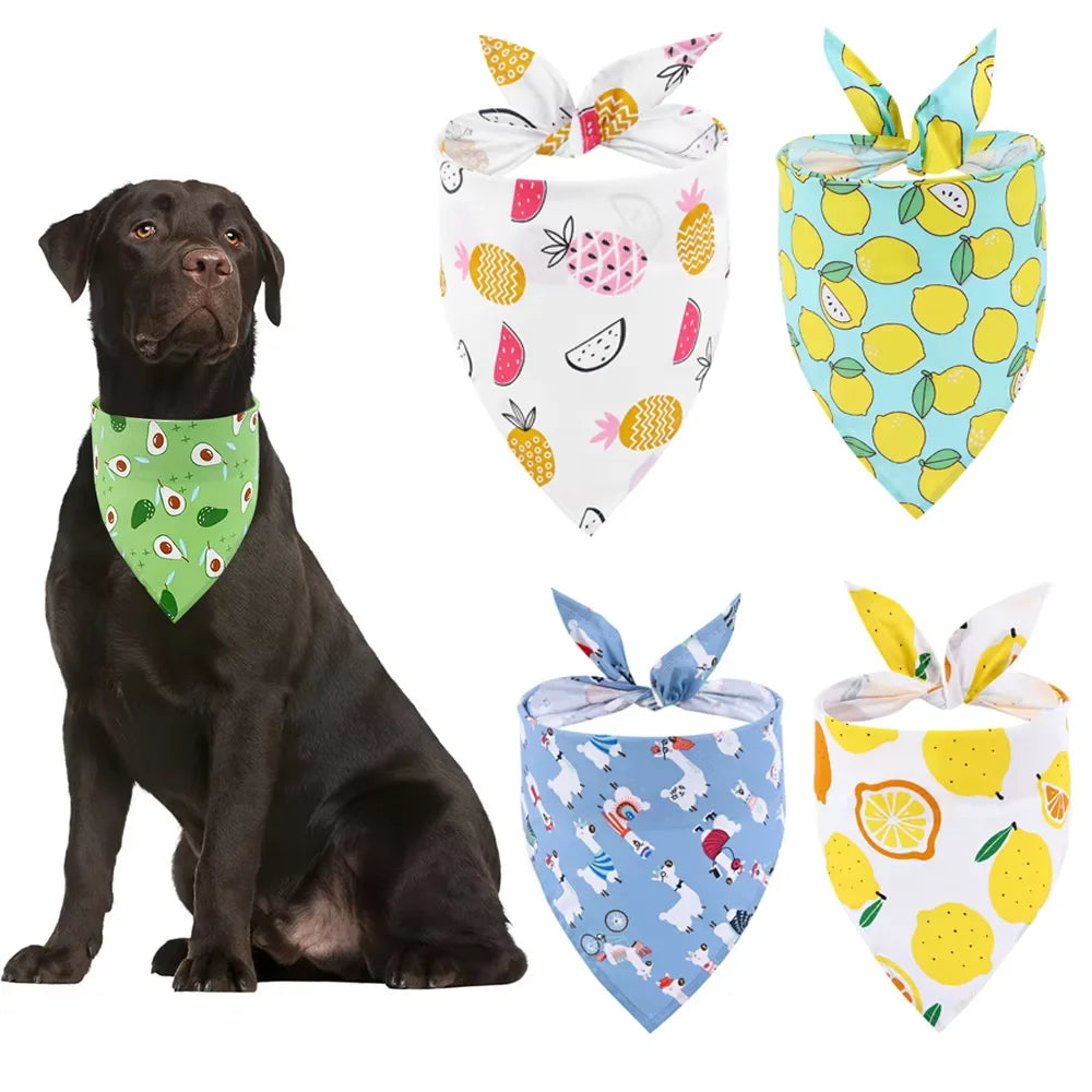 Soft Washable Fruit Floral Dog Bandana For Pets