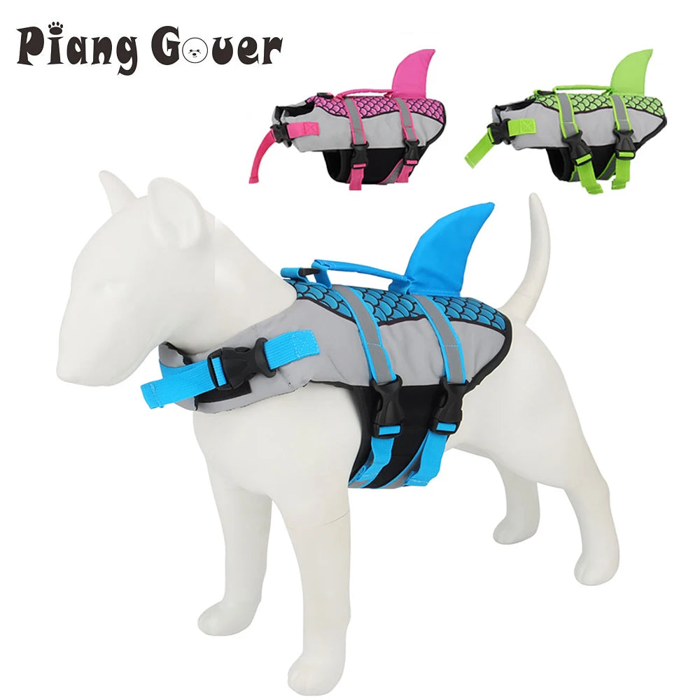 Dog Shark Style Life Jacket Vest Harness For Summer Swimming